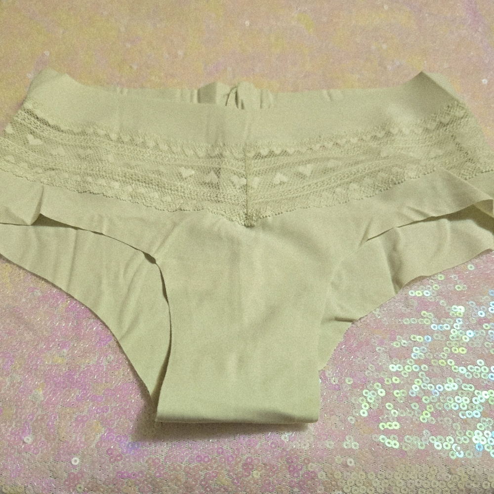 5/$40🛍 Victoria's Secret No-Show Heart Lace Cheeky Light Green Panty NWOT